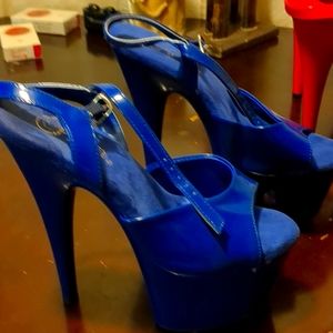 Blue stilettos and pink stilettos